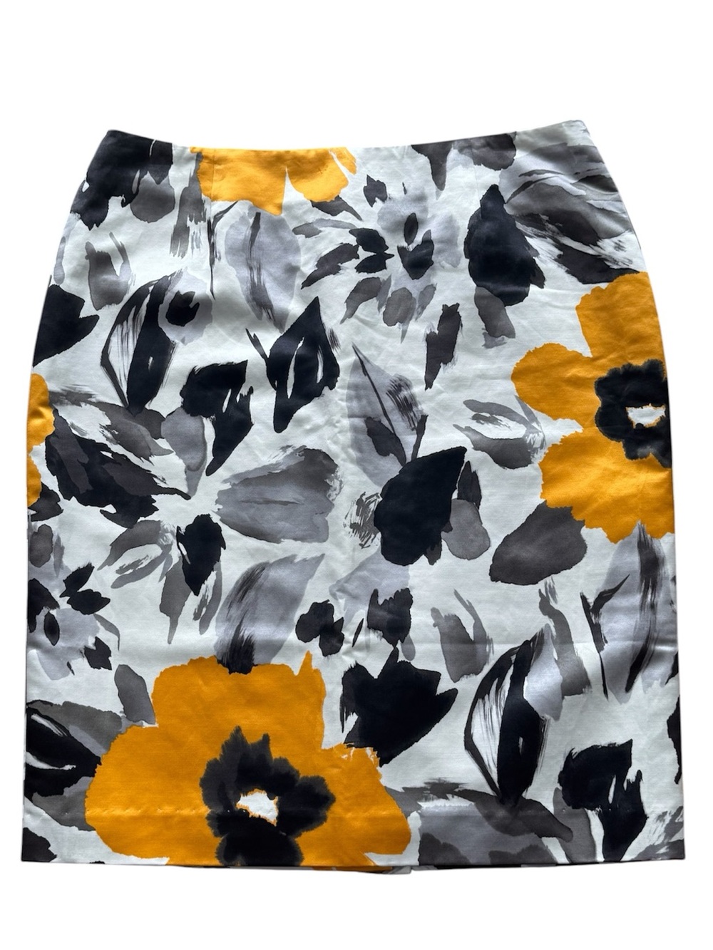 Jones New York Yellow Black Gray Floral Skirt